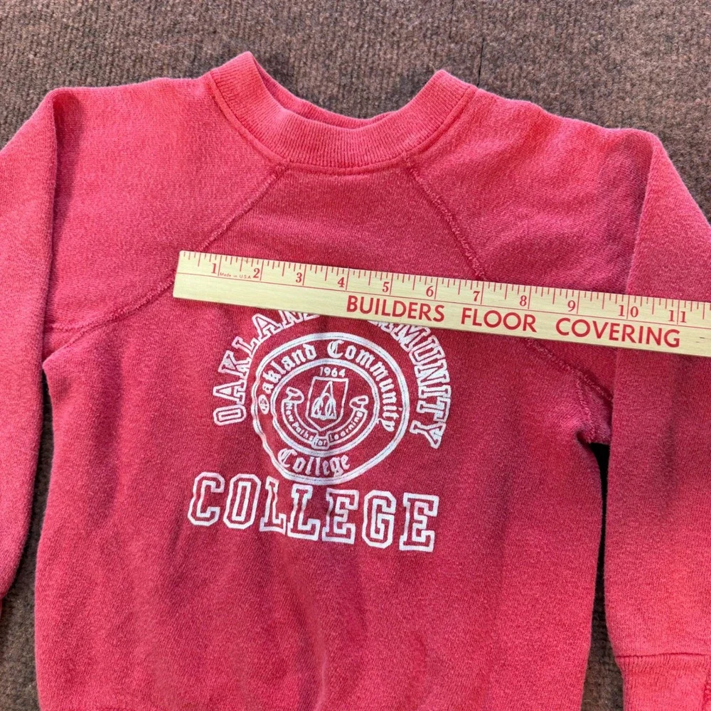 Vintage 70's rare Velva Sheen Oakland Community College Kids Sweatshirt Small A+